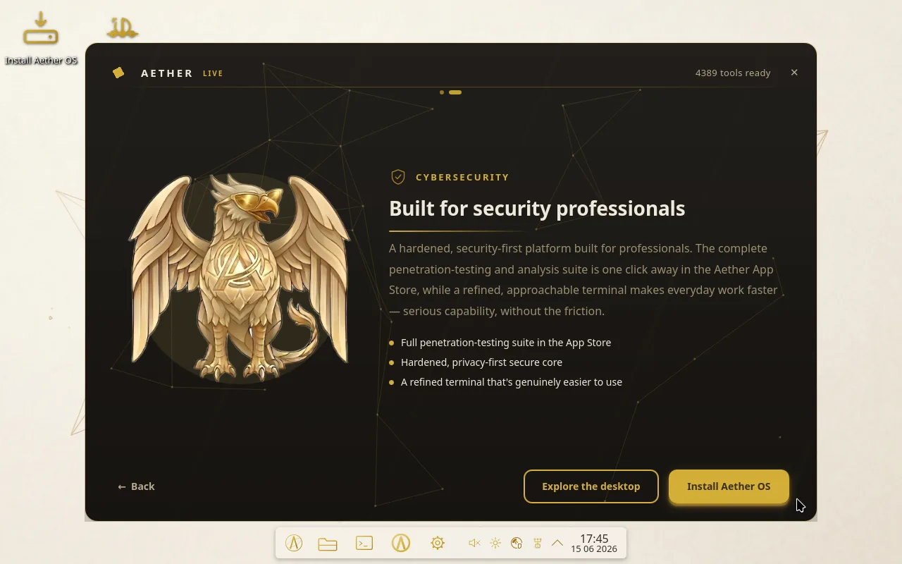 A step-by-step setup screen carrying the same gold and espresso styling